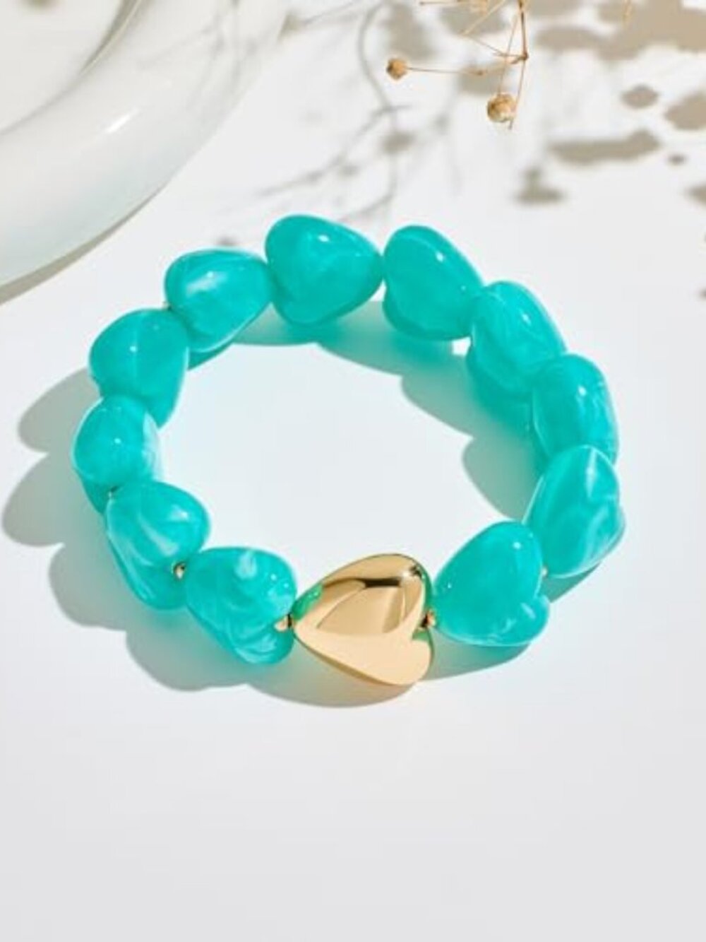 New - Mothers Day Gifts Heart Bead Bracelet for Women Chunky Beaded Statement